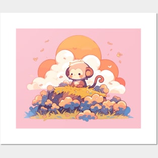 Adorable Hill Top Baby Monkey Posters and Art